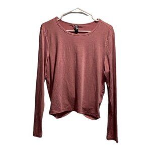 Velocity Activewear Gym Pink Long Sleeve Open Back Shirt Size Large NWT #6797